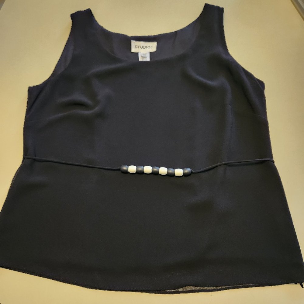 STUDIO 1 BLACK SLEEVELESS TOP/BLOUSE WITH LINER  Plus Size 16W